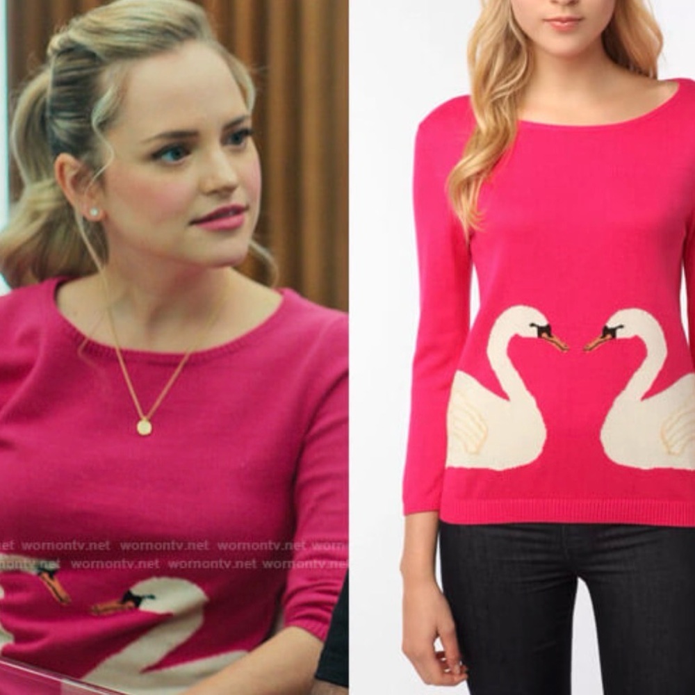 Urban Outfitters Cooperative Pink Sweater with Swan Design